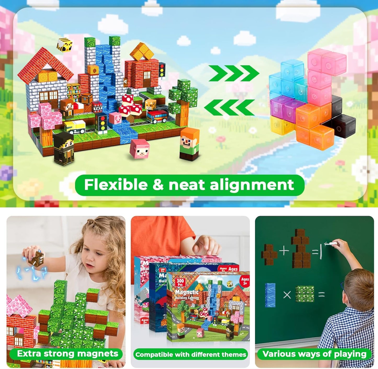 Magneverse 150 PCS Magnetic Blocks - Building Block for Kids Ages 4-8, Magnet Blocks Cubes for Boys Girls, STEM Educational Stacking Magnet Toy for 3 4 5 6 7 8 9 10 11 12 Birthday Gifts