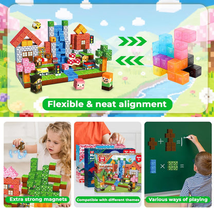 Magneverse 150 PCS Magnetic Blocks - Building Block for Kids Ages 4-8, Magnet Blocks Cubes for Boys Girls, STEM Educational Stacking Magnet Toy for 3 4 5 6 7 8 9 10 11 12 Birthday Gifts