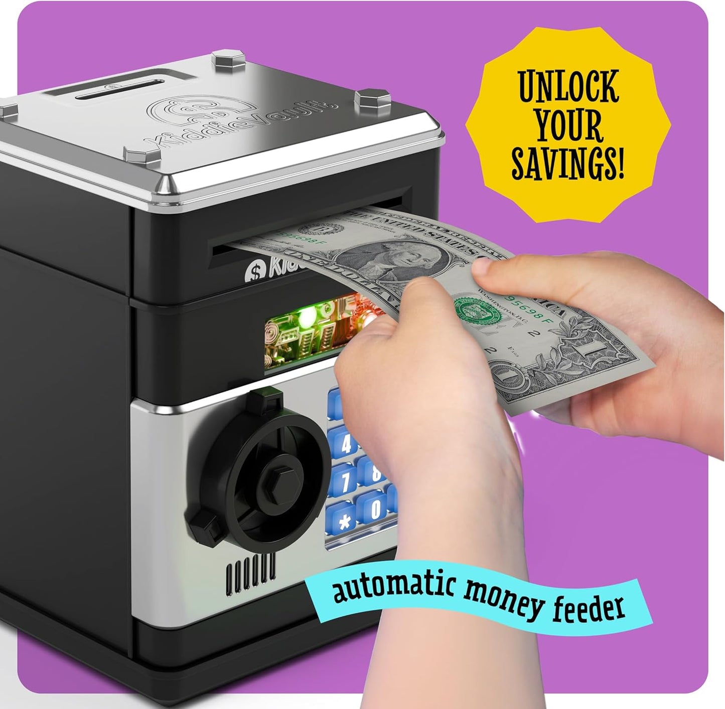 Piggy Bank for Kids - Electronic Money Saving Box w/Code- ATM Safe - Toy Coin Bank - Easter Boys Toys for Age 3, 4, 5, 6, 7, 8, 9 - Birthday Gifts for 8, 9, 10, 11, 12 Year Old Boy and Girl
