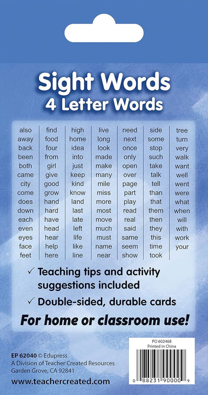 Teacher Created Resources Sight Words Flash Cards - 4 Letter Words (EP62040