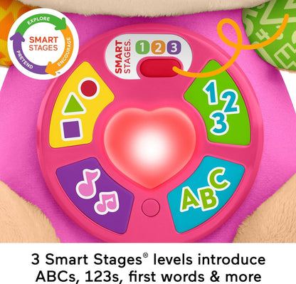 Fisher-Price Baby Learning Toy Laugh & Learn Smart Stages Sis Pink Musical Plush with Smart Stages for Infants Ages 6+ Months, Multilanguage Version