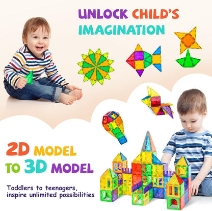 cossy 60 Pcs Magnet Tiles Magnetic 3D Building Blocks Set Educational Construction Toys for 3+ Year Kids with Stronger Magnets, Rivets-Fastened, Educational,Recreational, Conventional