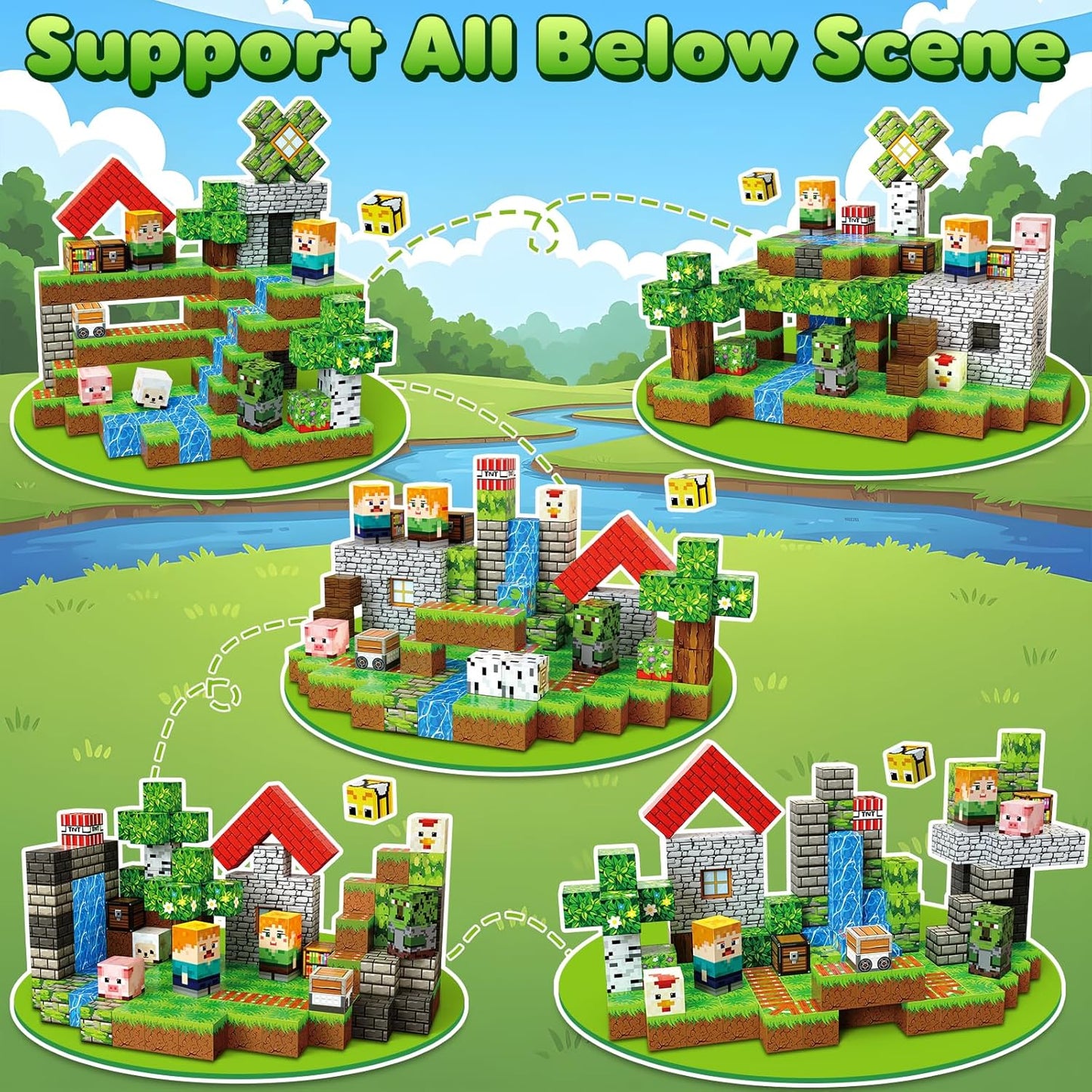 Magnetic Blocks Toys for Kids, 100 PCS Building Blocks Cubes, Stacking Magnetic Tiles Toys for Kids Toddlers Boys Girls Ages 3 4 5 6 7 8-12 Birthday Gifts Party Supplies (Underworld)