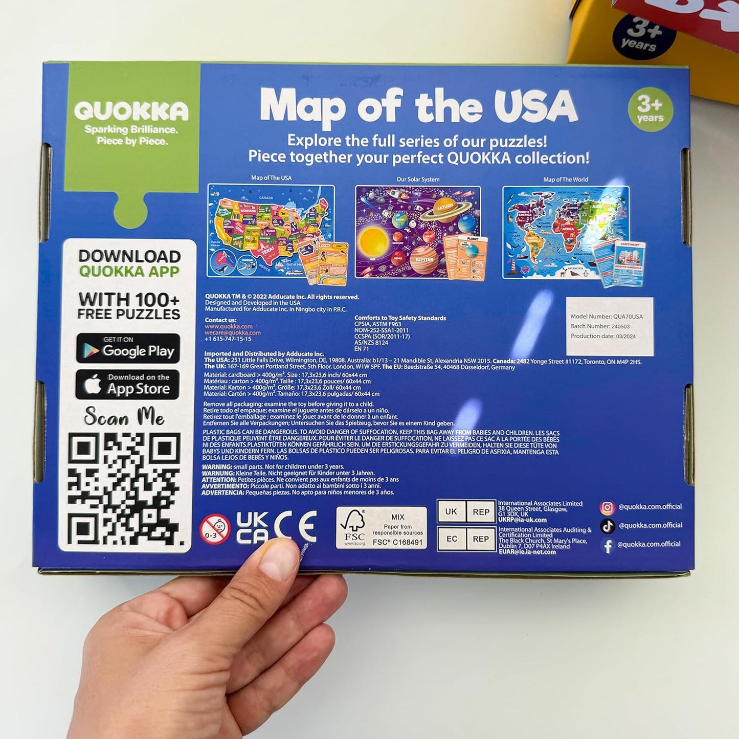 United States Puzzles for Kids Ages 4-6 - 70 Pcs USA Map Kids Puzzle with 50 Cards 400+ USA Facts - State & Capitals Floor Jigsaw Puzzles for Children 6-8 - Educational Toys Gift for Boys Girls