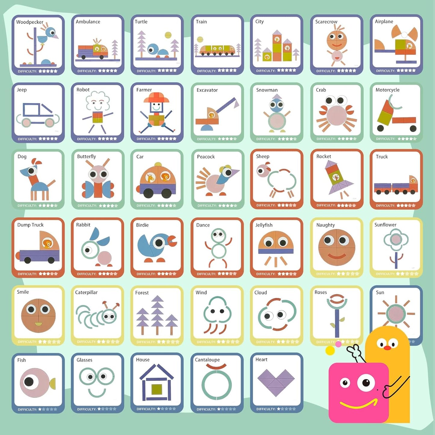 Wooden Shape Puzzles for Toddlers 3+ Years Old，Wooden Pattern Blocks Set Montessori Toys, Back to School, Preschool Education Activity STEM Gift for 3 4 5 Years Old Kids (100 PCS)