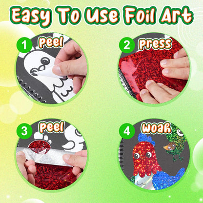 Foil Craft Bugs Butterfly DIY Art Fun Kits Set, No Mess Creative Foil Art Drawing Game for Kids, Birthday Gifts Crafts Supplies Travel Toys for Girls Boys Ages 4-9