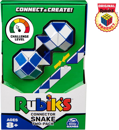Rubik’s Cube, Connector Snake, Two-Pack Cubes 3D Puzzle Game Stress Relief Fidget Toy, Classic Color-Matching Puzzle, Problem-Solving Brain Teaser, for Adults, Teens, Kids Ages 8 & Up