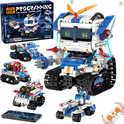 5in1 STEM Robot Building Kits for Kids 6-12, App & Remote Control STEM Dinosaur Tank Robot Building Toys for Kids, 890Pcs DIY Science Building Sets, Erector Sets for Boys Girls Birthday Xmas Gifts
