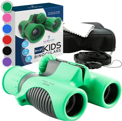 Think Peak Pink Binoculars Science Toy for Kids Ages 3-12 Years - Real Compact Outdoor Adventure & STEM Educational Nature Hiking Explorer for Bird Watching, Camping Children’s Birthday Gift