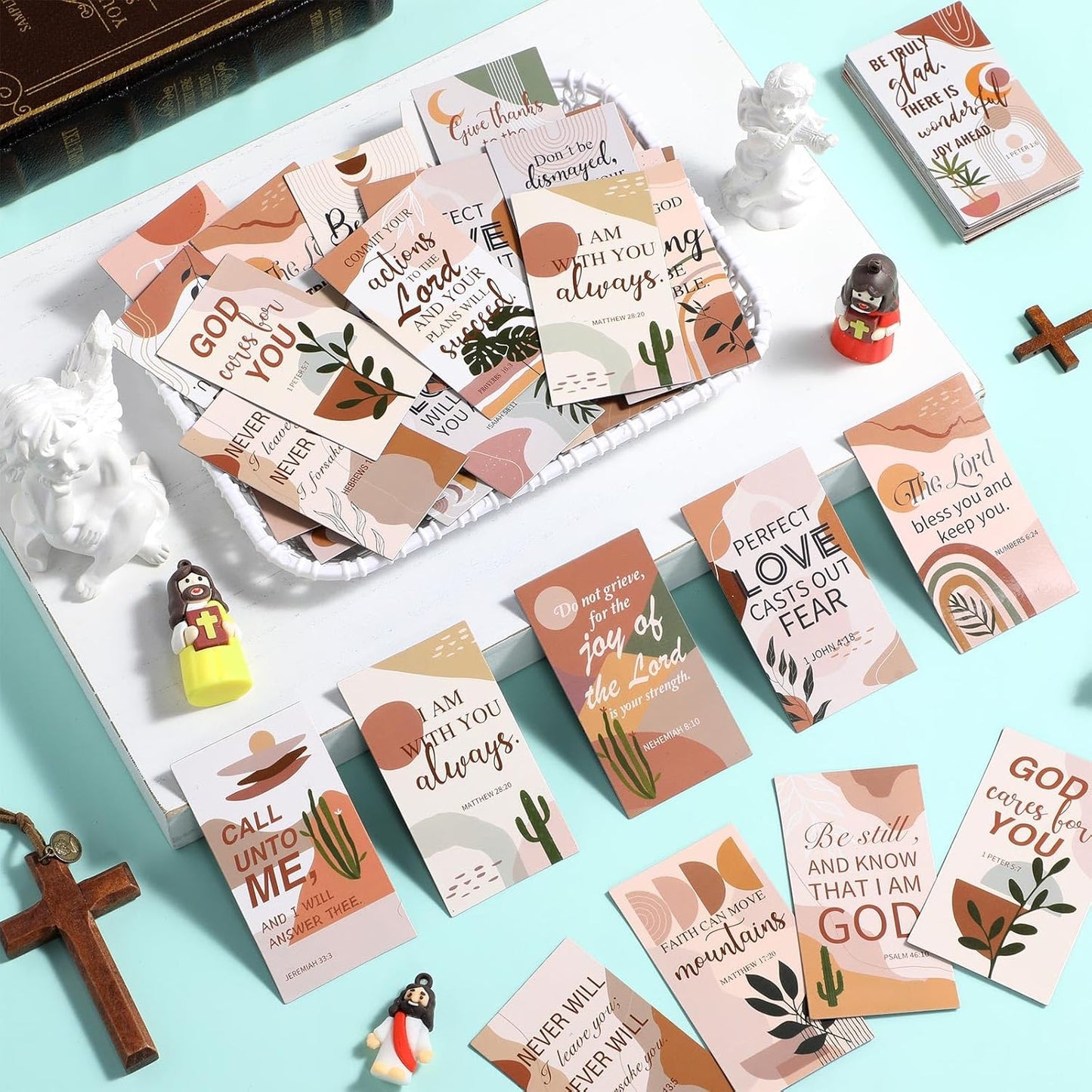 Blosssound 60 Pcs Inspirational Christian Magnets with Bible Verses Religious Refrigerator Magnet Motivational Quotes Fridge Scripture Positive Gifts for Home Office School Locker Decor(Scenery)