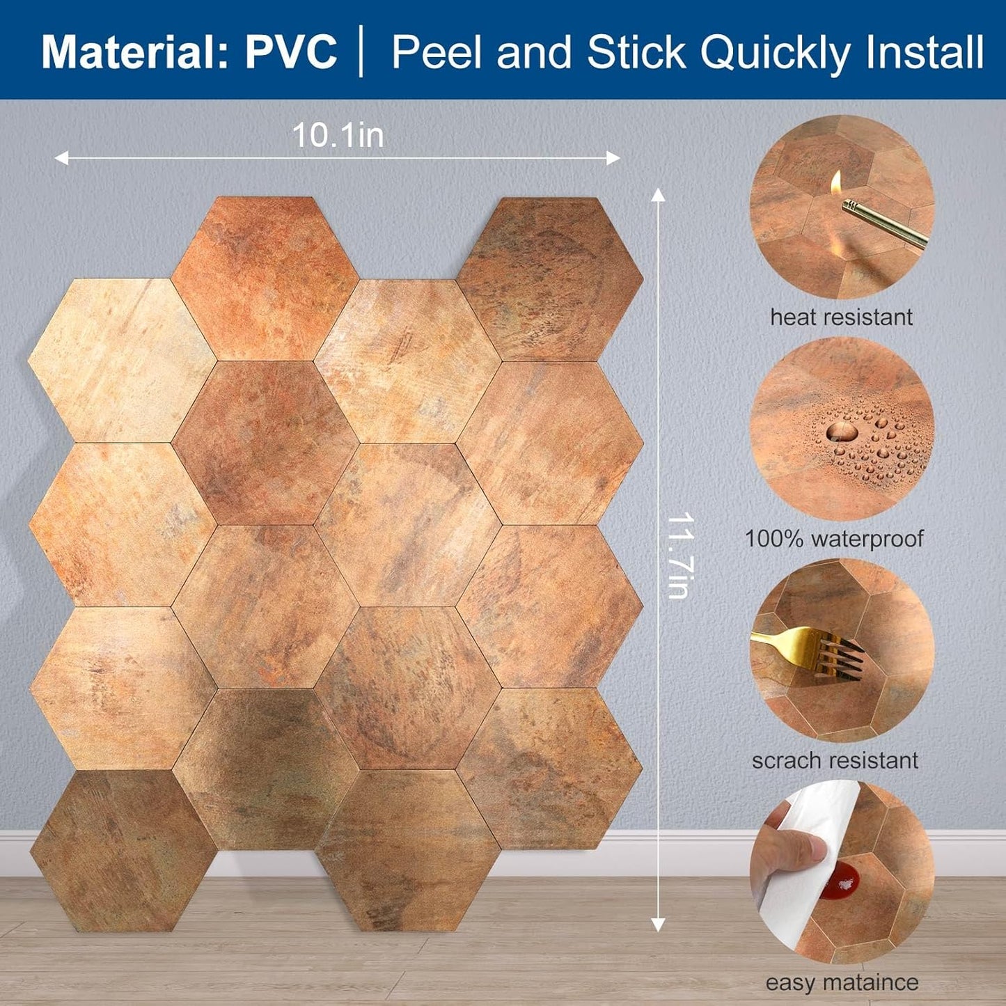 Yipscazo 10 Sheet Hexagon Peel and Stick Backsplash,Self Adhesive Luxury Faux Marble Tile, Asenka Beige Wall Tile for Kitchen, Stick on Backsplash Tiles for Bathroom,RV,Laundry