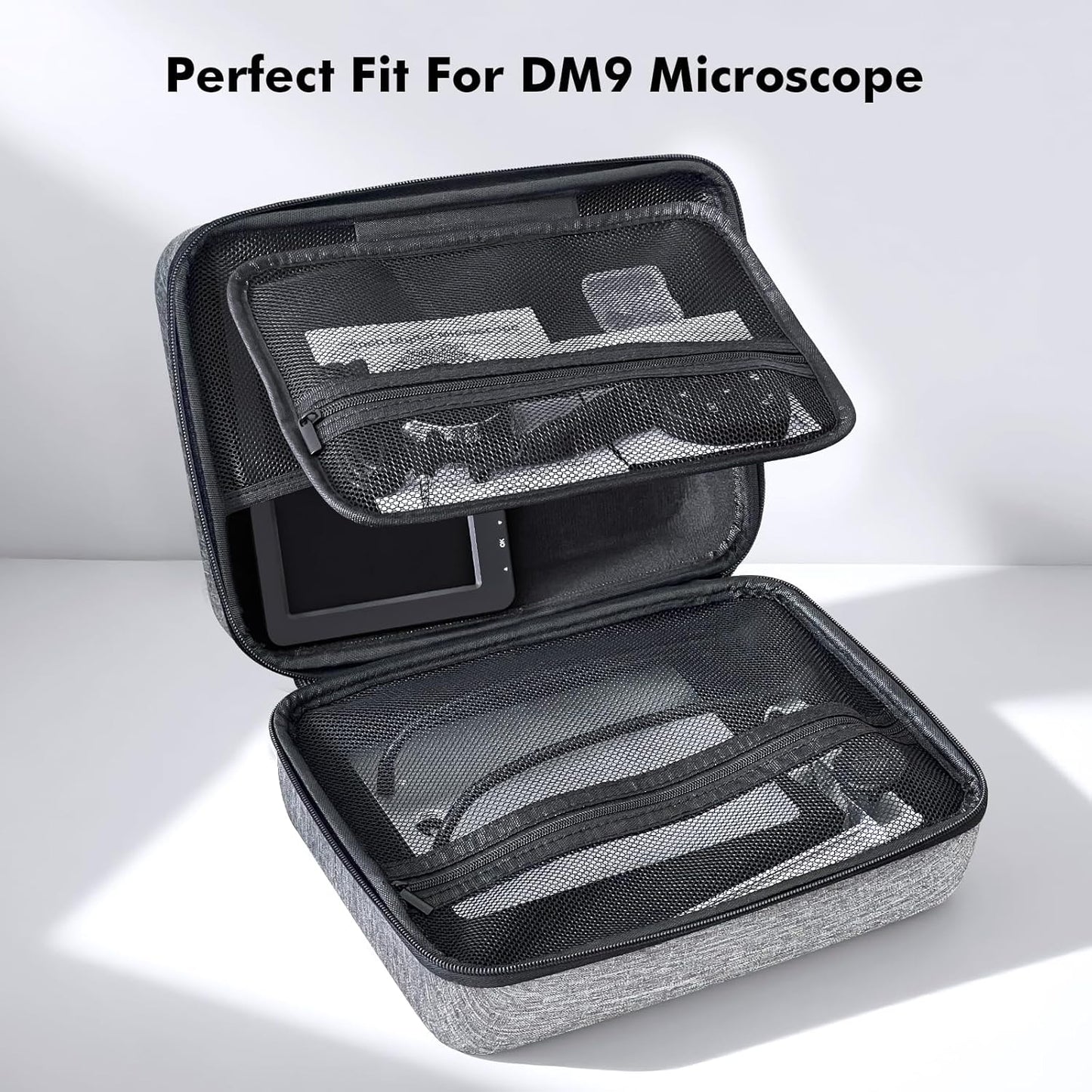 DM9 Digital Microscope Carrying Case - EVA Hard Storage Box Endoscope Case Travel Case Compatible with 4.3''/5''/7'' Digital Microscopes & Borescopes
