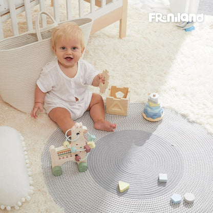 FReniland Montessori Toys for 1 Year Old，3-in-1 Wooden Baby Toys，Wooden Stacking Toy，Toddler Shape Sorting Cube, Giraffe Ring Toy,Newborn Baby Gift Sets for Boys and Girls