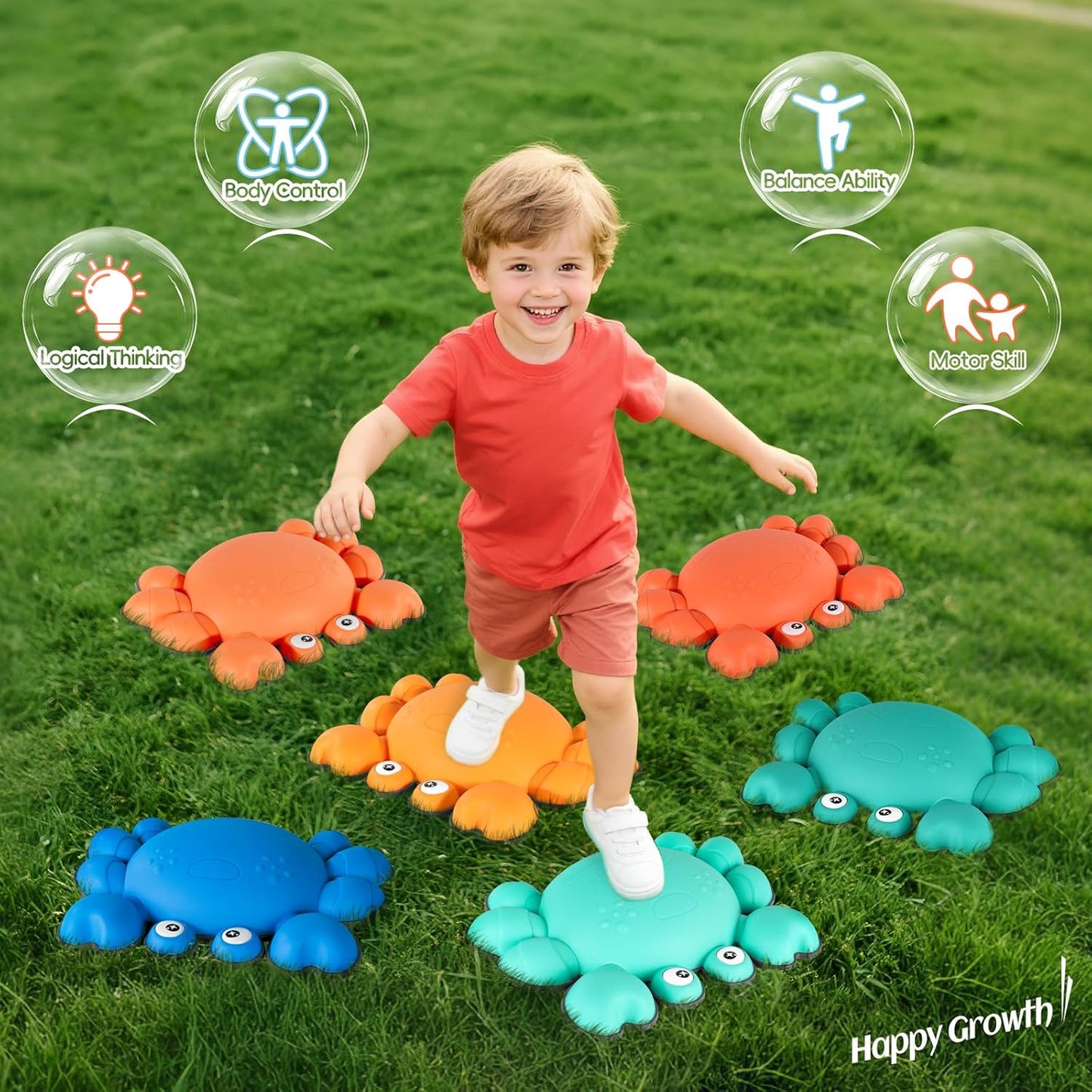 TOPNEW Stepping Stones for Kids, Non-Slip Balance Stepping Stones for Promoting Children's Coordination Skills, Toddler Stepping Stones Obstacle Course for Kids Age 3 4 5 6 7+