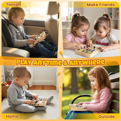 Busy Board with Led Light, Montessori Toys for 1-3 Years Old Boys Girls Wooden Toddler Toys Birthday Gift Educational Toys for 1+ Year Old, Toddler Travel Toy Sensory Toys for Kids with Autism