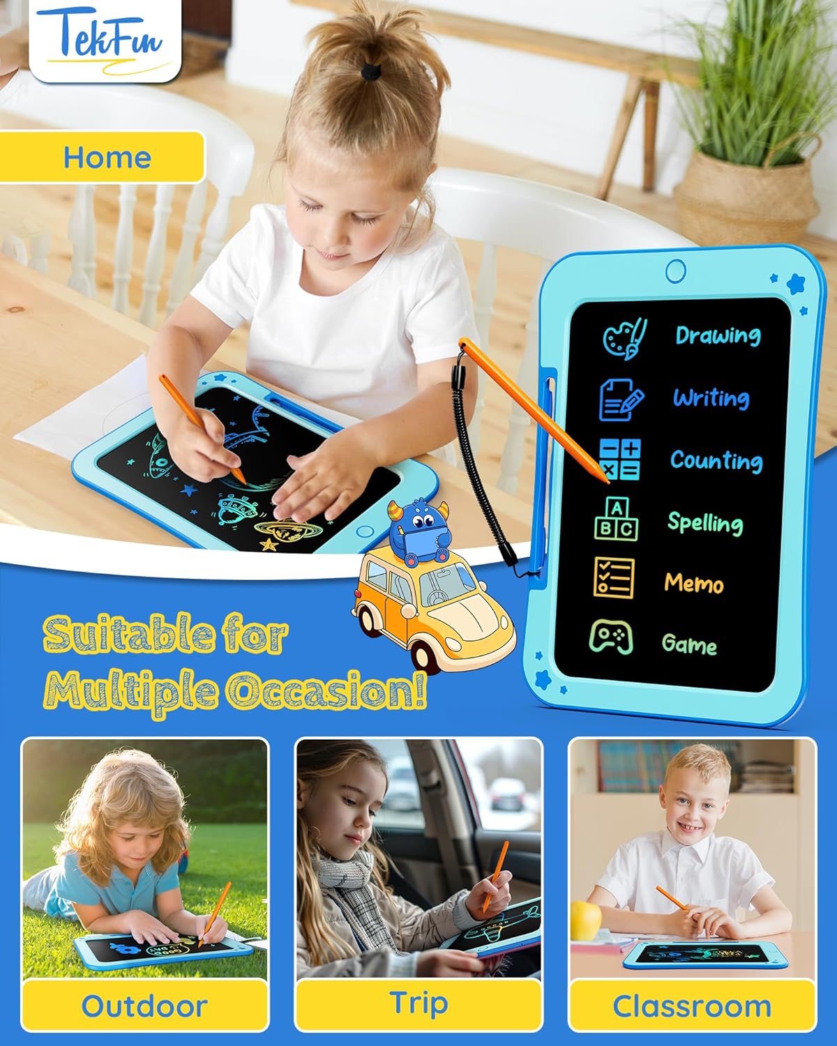 Birthday Gifts for Kids, 10inch LCD Writing Tablet Doodle Board, Mess Free Coloring Drawing Pad,Toddler Travel Toys, 3 4 5 6 7 8 Year Old Girl Birthday Gift, Christmas Easter Toys