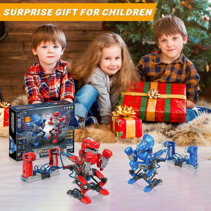 Hydraulic Boxing Bots STEM Robot Building Kit, 2 Hydraulic Powered Battle Fighting Robots, Educational Birthday Gift for 8-12 Year Old Boys & Girls