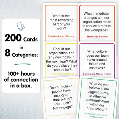 200 Conversation Cards for Teams - Meaningful Questions That Help Team Members Understand Each Other - Team Building Conversation Starter Card Game for Work - Office Icebreaker Conversation Card