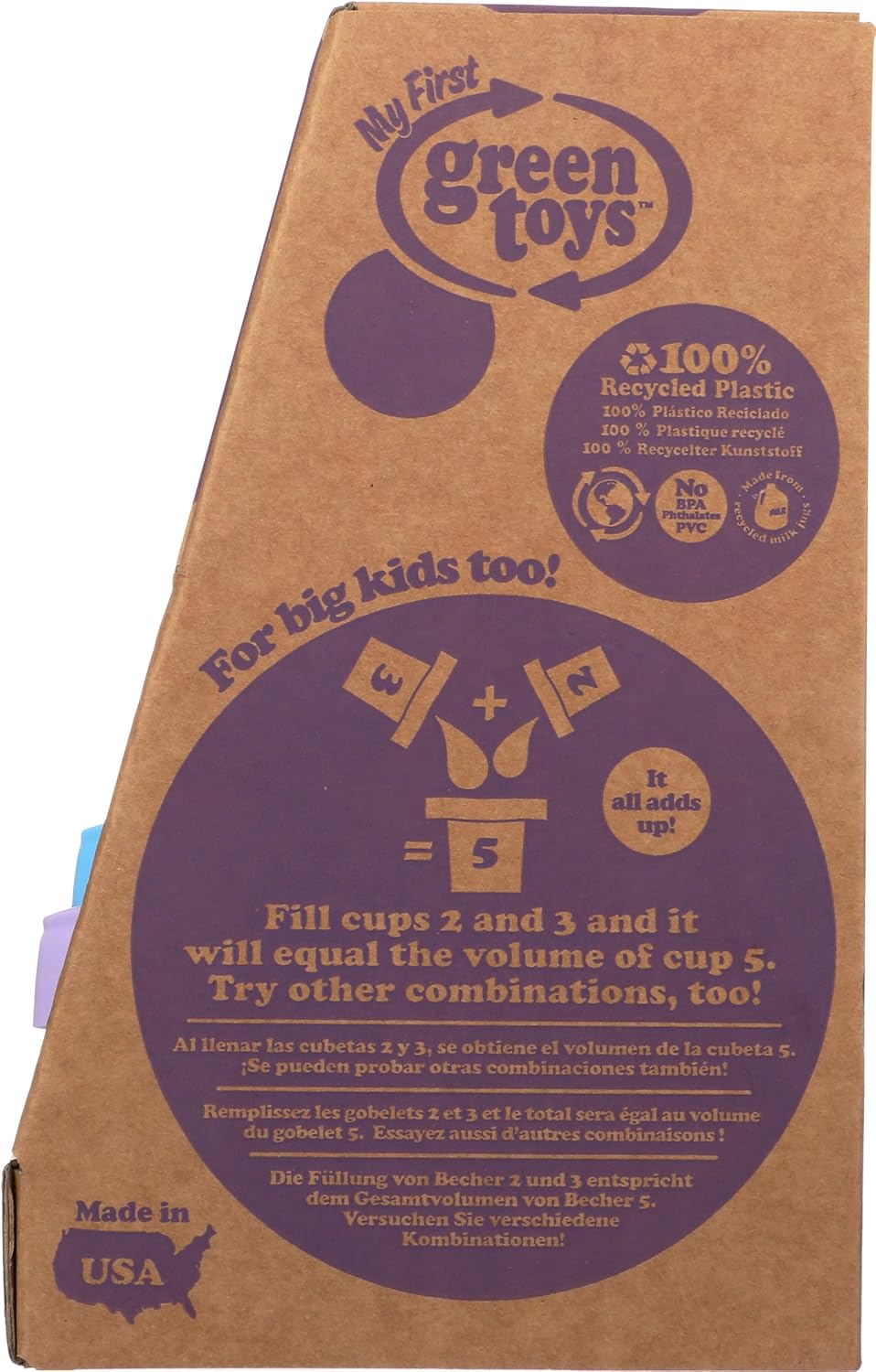 Green Toys Stacking Cups, Purple/Blue/Green - 6 Piece Motor Skills, Building, Stacking Toy Set. Safe for Babies and Toddlers. Dishwasher Safe, Recycled Plastic, Made in USA.