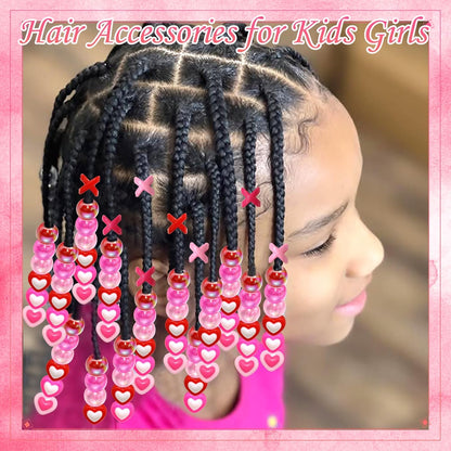 60PCS Purple Braids Beads 3 Styles Dreadlock Bead Accessories Cute Hair Jewelry AB Round Bead Decoration for Kids Girls
