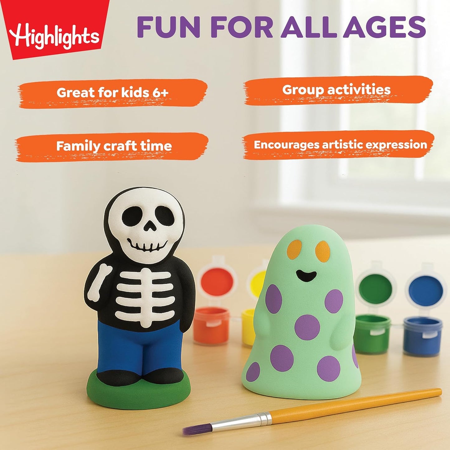 Highlights Paint Your Own Plaster Figurine & Activity Kits – DIY Art Sets with Figurines, Paints, Brush & Bonus Activities – Multiple Themes – Ages 6+