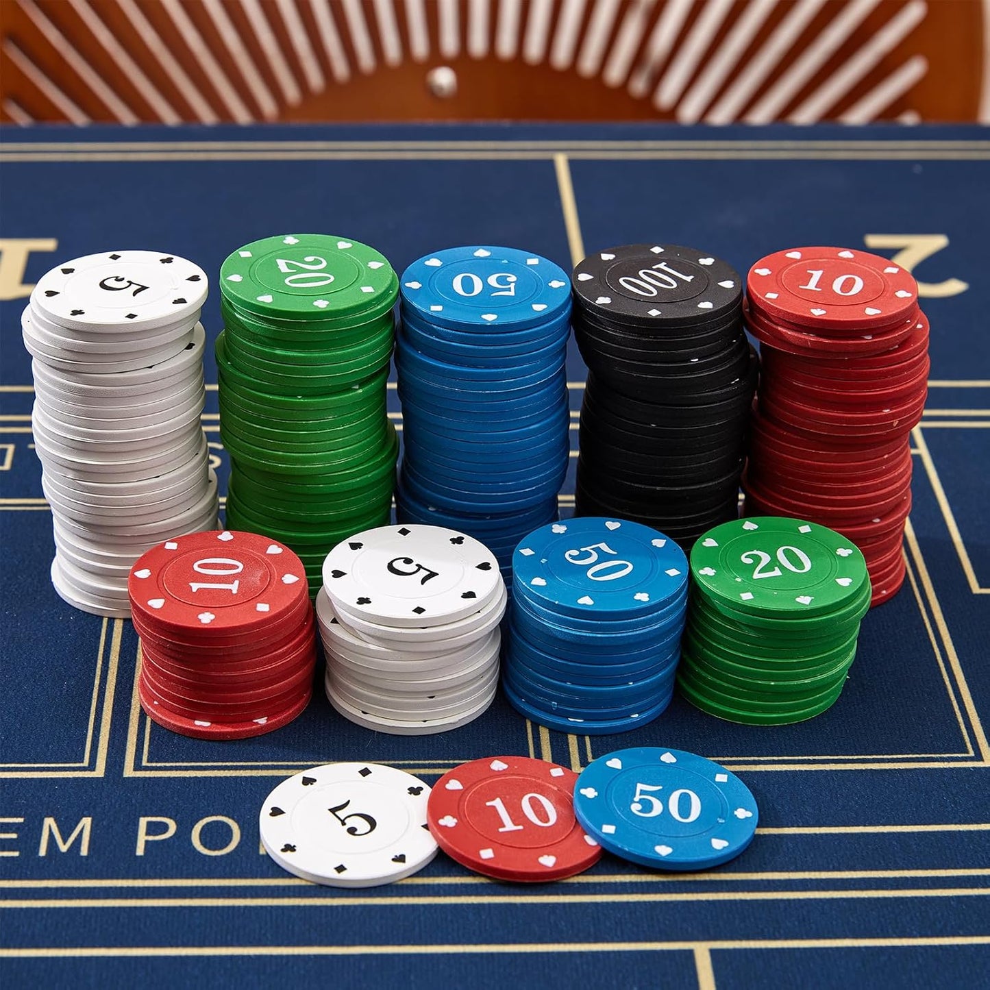 Poker Chips with Denominations, Poker Chips Set with Box or Bag, Plastic Learning Counters Disks and Learning Math Counting Chips,Game Night Party Supplies (Bag, 200)
