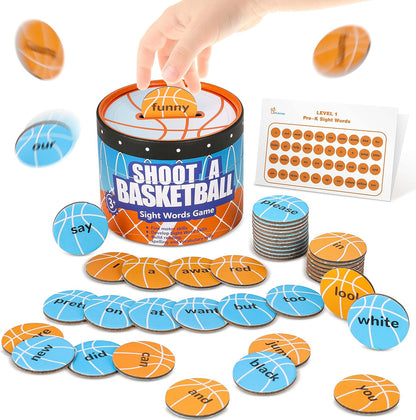 GiftAmaz Sight Words Games, Basketball Flash Cards Letters Learning Game, Toddler Classroom Reading Letters Phonic Spelling Toy, Montessori BoxInPlay, Educational Cardboard Birthday Toy for Kid