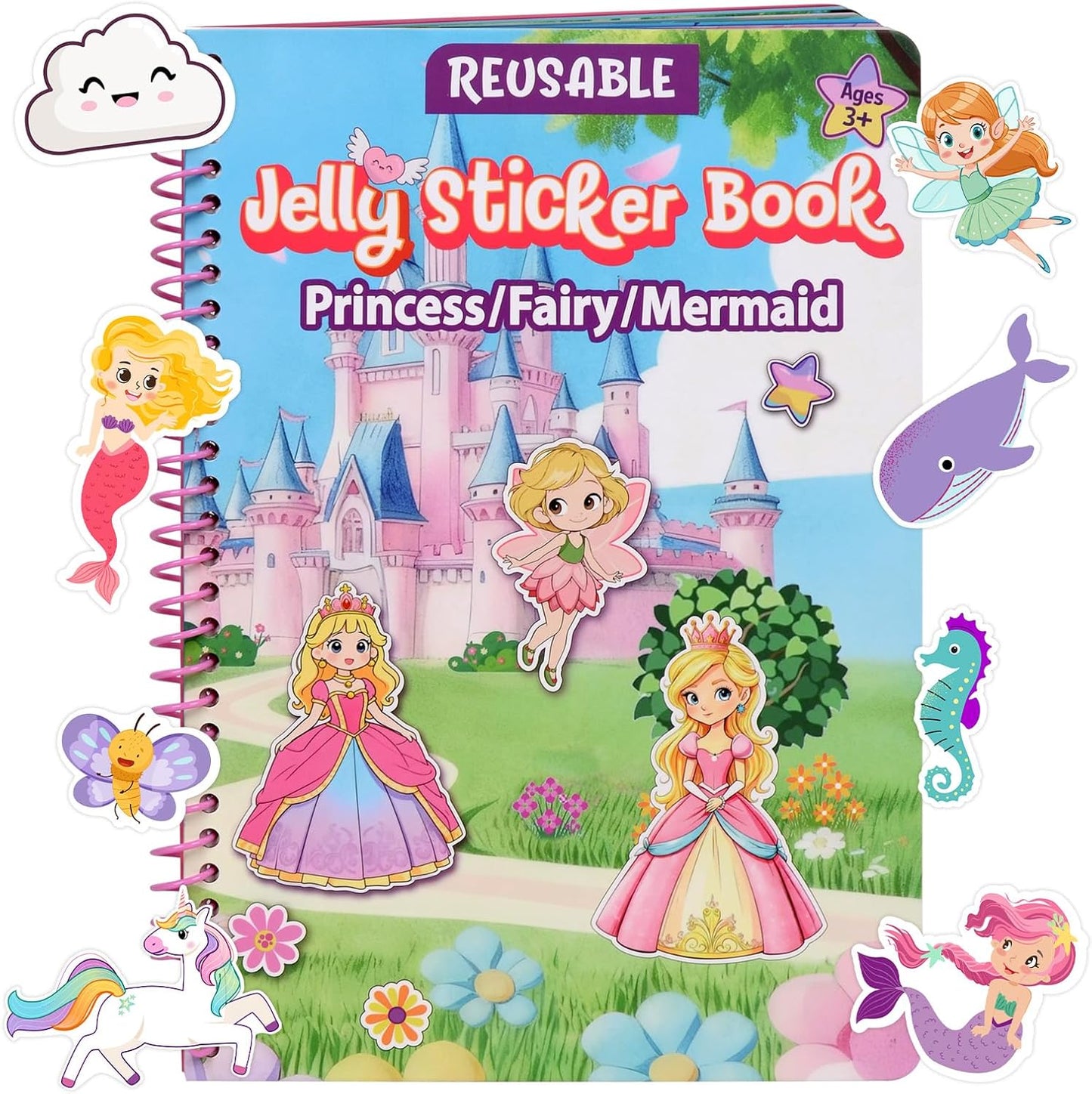 Jelly Sticker Book for Kids 2-4, Waterproof Reusable Sticker Book for Toddlers, Easy to Clean Road Trip Activities, Easter Basket Stuffers & Easter Gifts for Toddlers (Farm)
