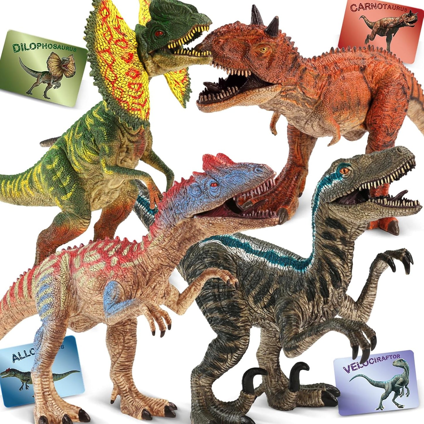Zippytots 4 PCS Large Dinosaur Toys for Kids 3-5 Realistic Dinosaur Figures with Movable Parts & Learning Cards- Big Dino Toys for Kids 5-7 Ideal Gift for Toddlers Boys Girls Ages 3+