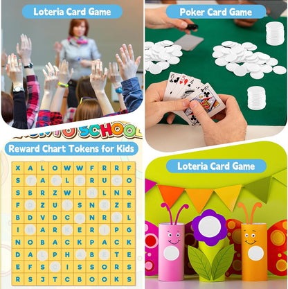Coopay 1000 Pieces 1 Inch Bingo Chips Bulk, 10 Colors Bingo Markers for Math Practice, Plastic Learning Counters Disks Counting Discs, Poker Chips Game Tokens Kids Reward