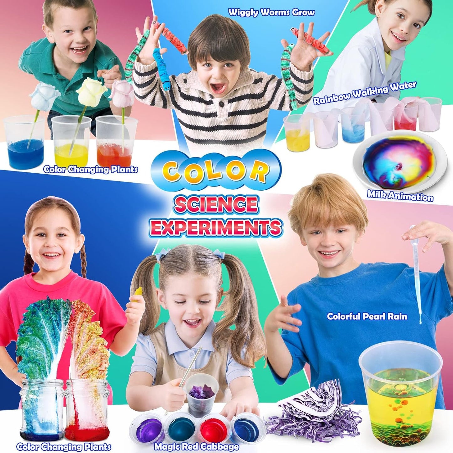 UNGLINGA 60+ Science Experiments Kits for Kids, Boys Girls Toys Gifts, Science Lab S.T.E.M Activities Educational Project with Chemistry Set, Erupting Volcano, Color
