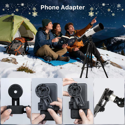 FREE SOLDIER Telescope for Kids 70mm Aperture Astronomical Refractor Telescopes for Beginners (15X-150X) 300mm Telescope for Adults High Powered with A Phone Adapter & A Wireless Remote (White)