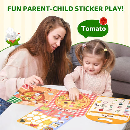 JoyCat Reusable Sticker Book Set (3-Pack): Farm, Pizza-Making, Weather - 90 Pcs Stickers for Toddlers, Kids Sticker Activity Book, Road Trip Travel Toys, Birthday Gifts for Boys and Girls