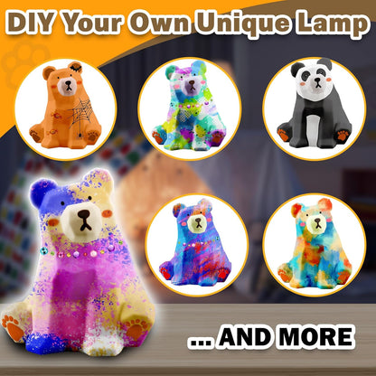 FUNZBO 4.3in Paint Your Own Dinosaur Lamp Kit - Arts and Crafts Supplies Painting for Kids Teens, DIY Night Light Dinosaur Toy for Boy Girl 3 4 5 6 7 8 9 10 11 12 Birthday Gift
