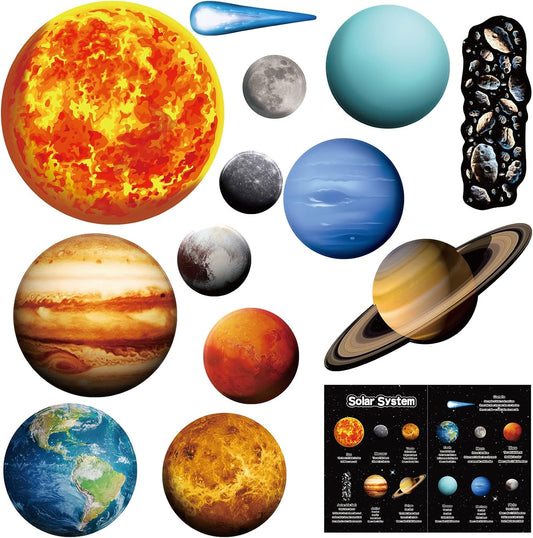 Crtiin 70 Pcs Giant Magnetic Solar System Planet Magnetic for Fridge Planets Whiteboard Display Magnets for Kids Solar System Toys Reusable Educational Learning Toys Kit for Kid Toddler Classroom Home