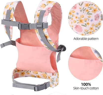 Miracle Baby Doll Carrier for Kids, Front and Back Baby Doll Accessories Backpack Kid Toddlers Play Toy Baby Carriers with Adjustable Straps for Little Girls