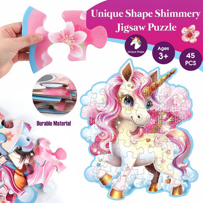 Jumbo Floor Puzzle for Kids,48 Piece Unicorn Large Jigsaw Puzzles,Puzzle for Toddler Ages 3-5,Fun Educational Preschool Learning Toy Easter Gift for Boys & Girls Ages 4-8