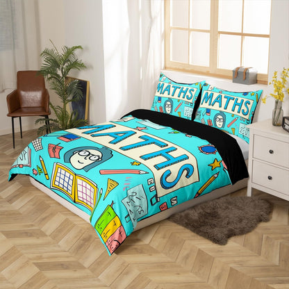 Erosebridal Science Theme Bedding Set Queen Size for Boys Girls Chemistry Periodic Table Print Duvet Cover Chemical Subject Theme Comforter Cover Teens Kids Math Science Atyle Bedspread Cover 3 Pcs