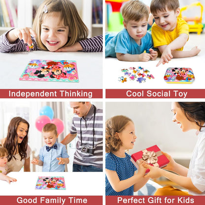 MZZOTOY Puzzles for Kids Ages 4-8, 60 Piece Puzzles for Kids Ages 3-5 in a Metal Box Girls and Boys Learning Educational Jigsaw Puzzle Toys Gifts