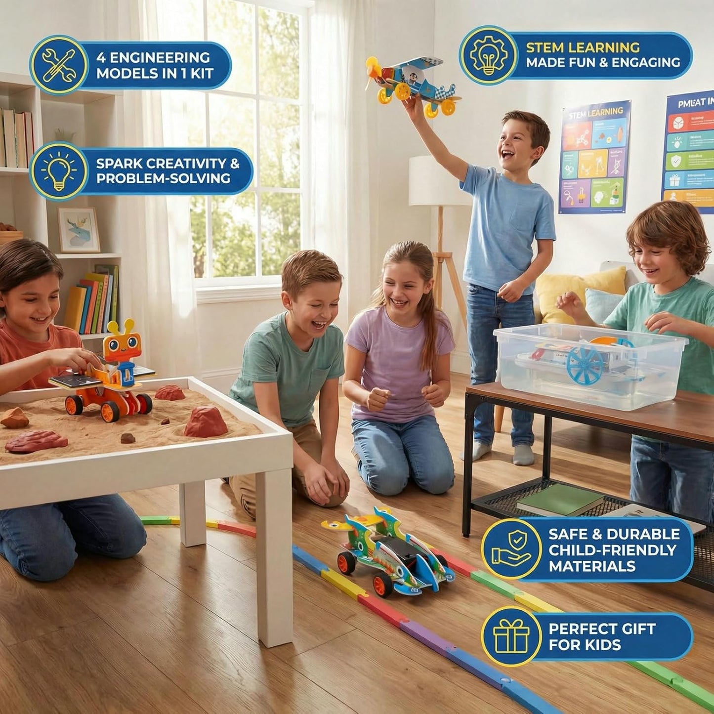 STEM Building Toys for Kids Ages 8-12 | 4-in-1 Science Kit Build DIY Engineering Projects | Educational Toys Gift for Boys & Girls Age 8 9 10 11 12 Year Old