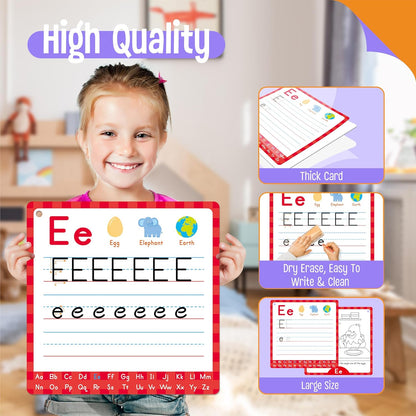 36 PCS Handwriting Drawing Practice Cards, Alphabet & Numbers Write and Wipe Tracing Flashcards Double-Sided Dry Erase Painting Coloring Cards Early Learning Montessori Toy for Toddlers, Preschoolers
