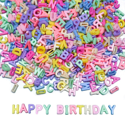 300+ Pieces 9x12mm Big Large Alphabet Letter Beads Charms A-Z Mixed Plastic Shape Loose Bead for Jewelry Making Bracelets Necklaces Key Chains (Classic Solid Colors)