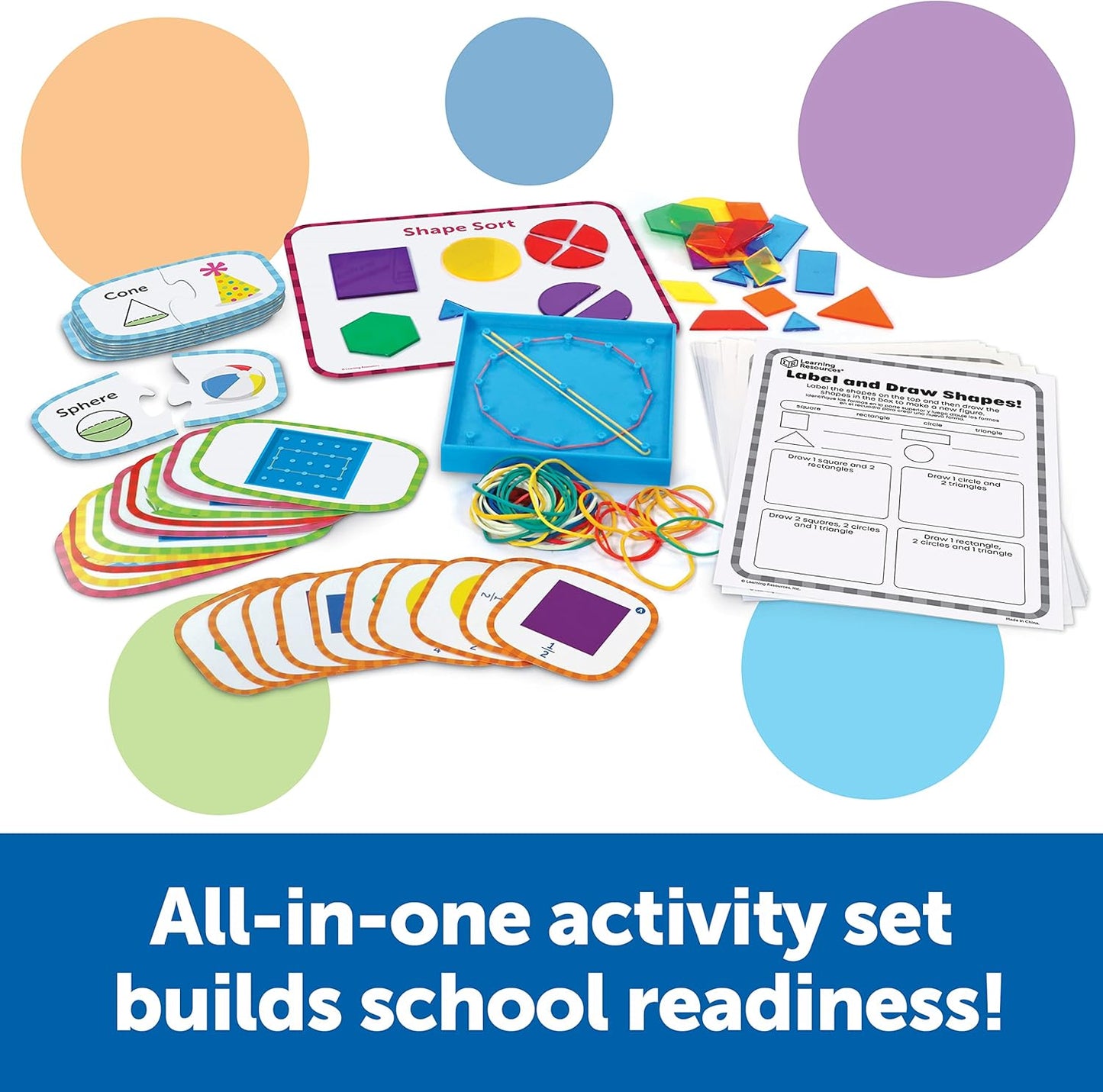 Learning Resources Skill Builders First Grade Geometry - Geometry Set for Students, First Grade Math Manipulatives, Hands On Learning Activities, Homeschool and Classroom Math Teaching Tools