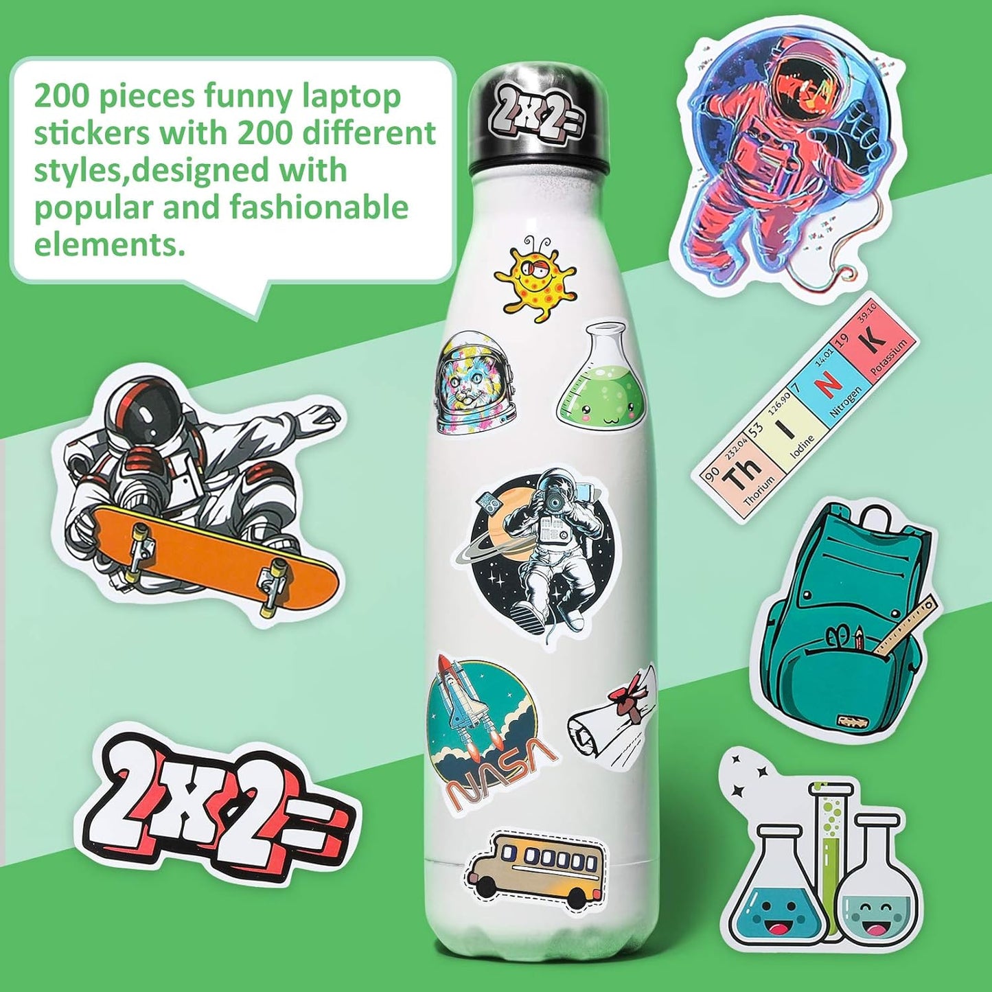 Zonon 200 Pcs Science Stickers for Students Kids Science Teachers Must Haves Chemistry Biology Physics Stickers Classroom Decor Decals for Laptop Water Bottle Notebook Decor(Classic Style)