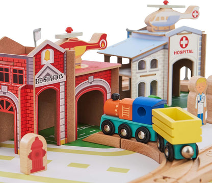 Teamson Kids Preschool Play Lab 7-in-1 Large Wooden Activity Cube Station Center Bead Maze and Counting for Kids Baby Toys, Natural