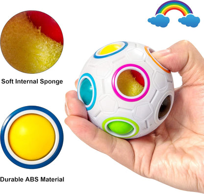Vdealen Magic Rainbow Puzzle Ball, Fidget Ball Puzzle Brain Teaser Fidget Toy for Boys & Girls- Birthday Party Easter Valentines Christmas Stocking Stuffers for Kids Teen & Adults(Off White)