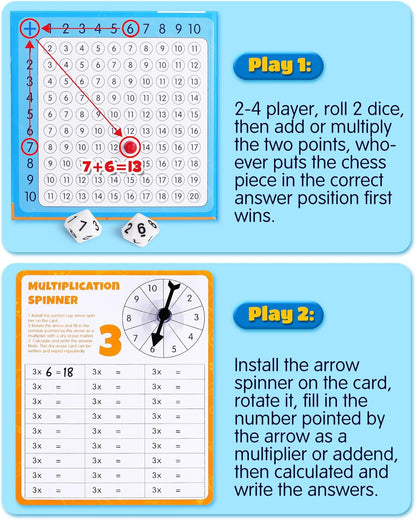 D-FantiX Magnetic Addition Multiplication Game Board, Math Games for Kids 8-12, Math Manipulatives for Elementary School, Montessori Learning Toys for Homeschool Classroom