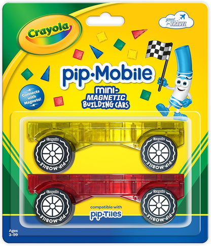 CreateOn Crayola Mini Magnetic PIP-Tiles, Building Set for Kids, Magnetic Building Toys for Kids, STEM Travel Toys for Boys and Girls Ages 3+, 24-Piece Set (Glitter)