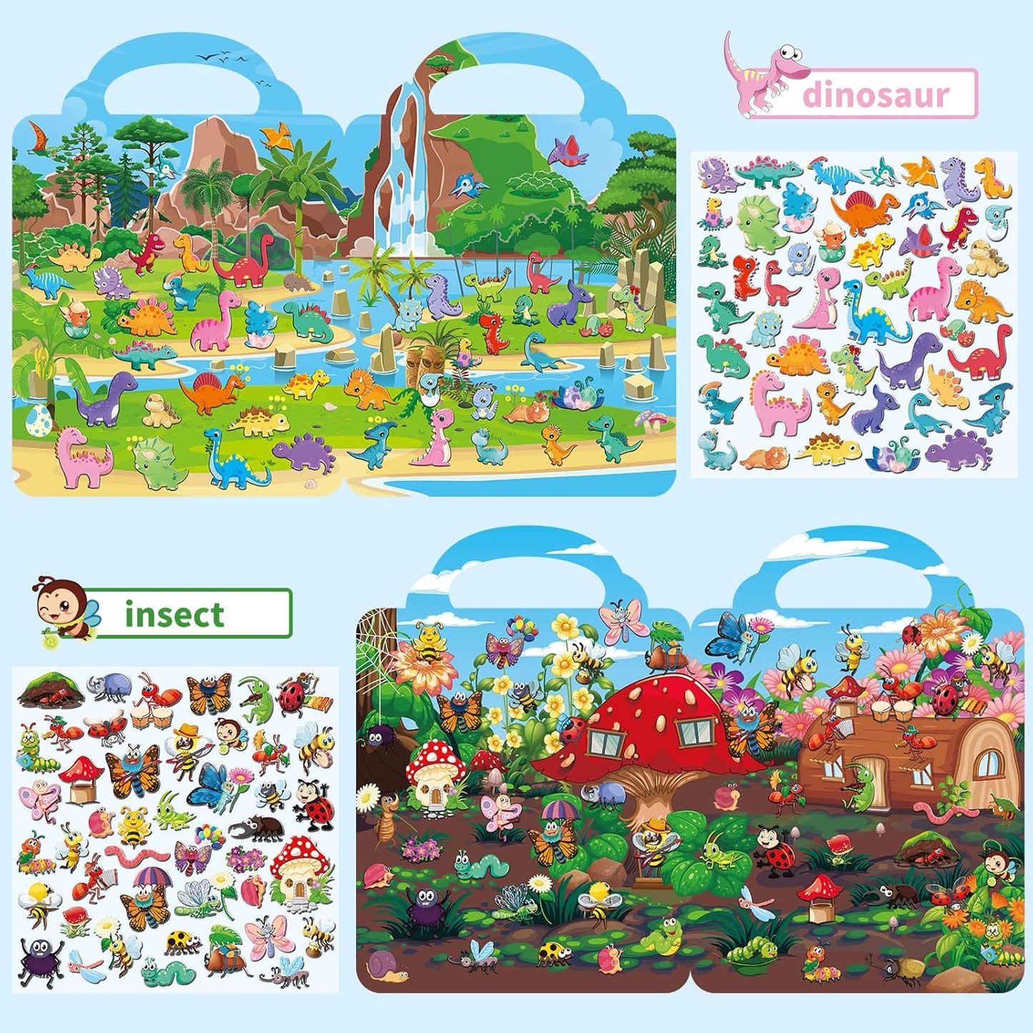 Kalysky 12 Set Reusable Sticker Books for Toddlers 2-4 1-3, Kids 3D Puffy Sticker Activity Books, Birthday Party Favors Goodie Bags Stuffer