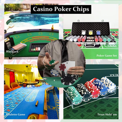 SEETOOOGAMES 100 Pieces 11.5g Clay Composite Dice Striped Casino Poker Chips- 4 Colors (red, Green, White and Blue)